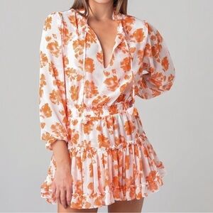 Misa Los Angeles Lorena Floral Feminine Romantic Ruffles Mini Dress Women Size L